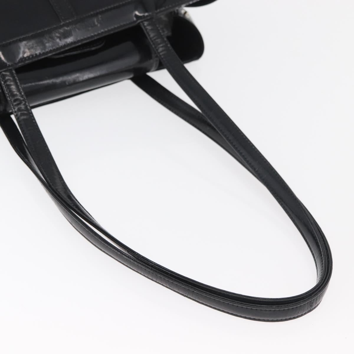SAINT LAURENT Tote Bag Patent leather Black Silver Auth bs35398