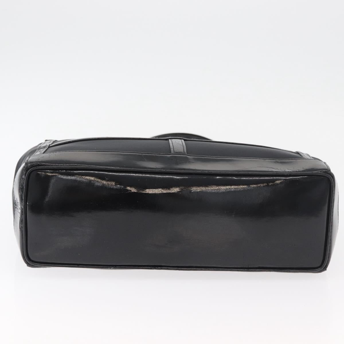 SAINT LAURENT Tote Bag Patent leather Black Silver Auth bs35398