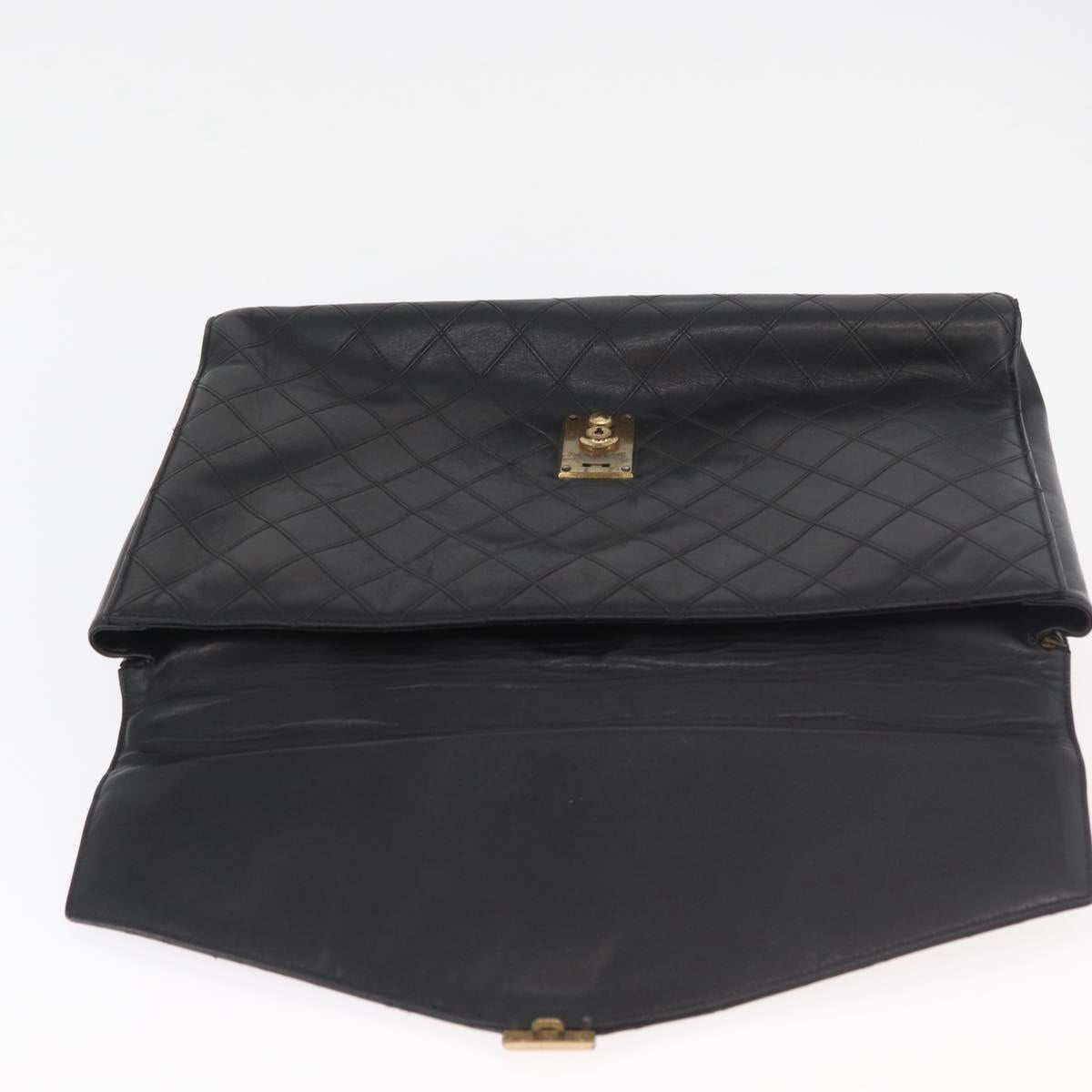 CHANEL Bicolore Business Bag Leather Black Gold CC Auth bs35400