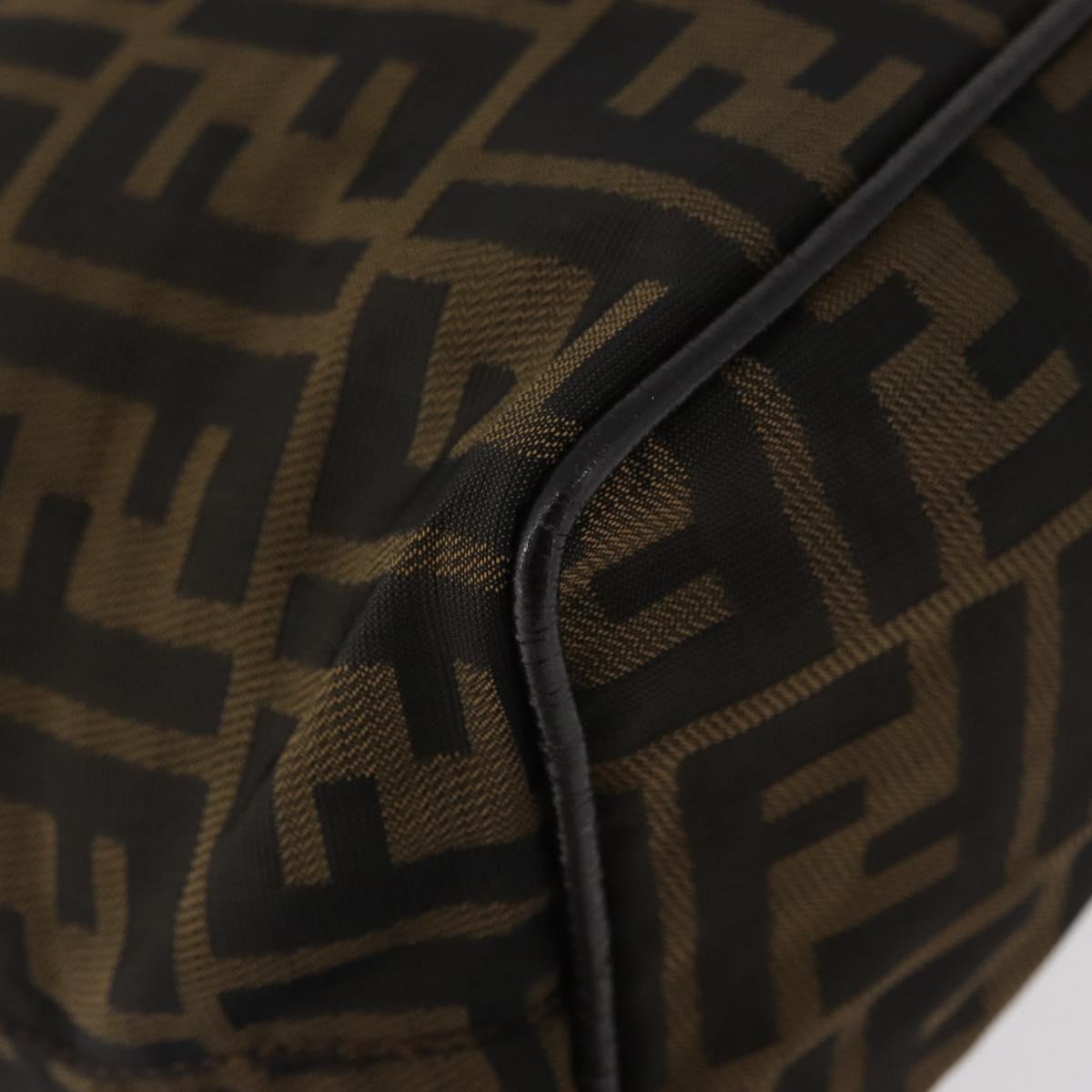 FENDI Zucca Canvas Shoulder Bag Black Brown Auth bs35401