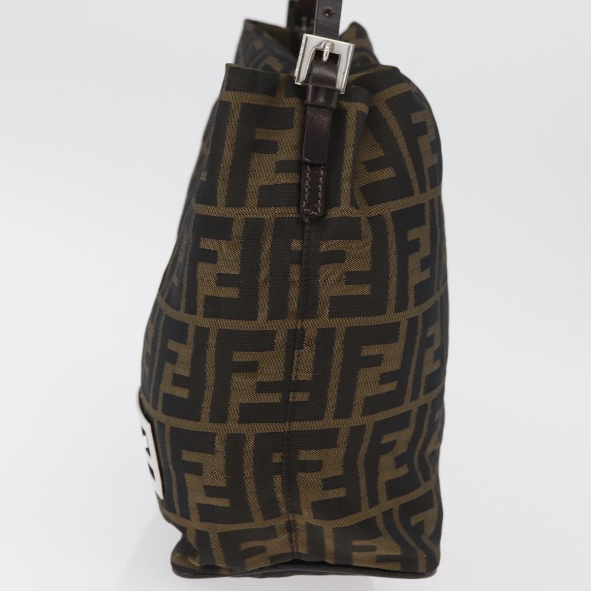 FENDI Zucca Canvas Shoulder Bag Black Brown Auth bs35401