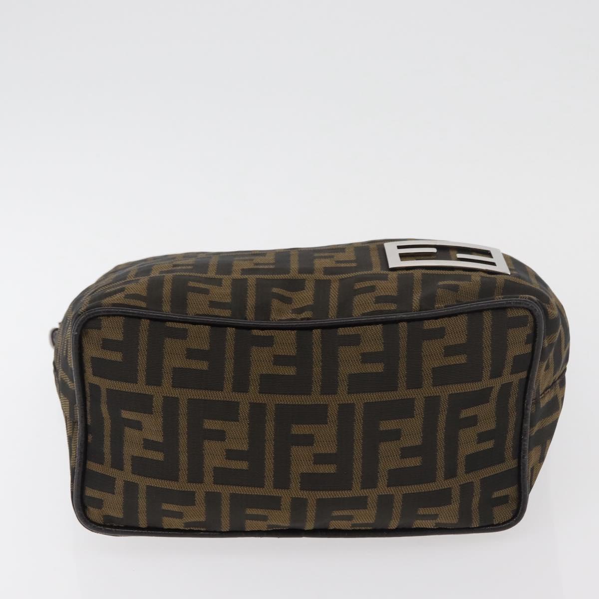 FENDI Zucca Canvas Shoulder Bag Black Brown Auth bs35401