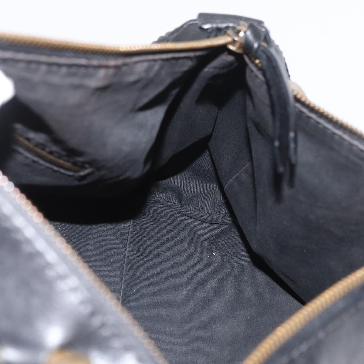 CELINE Hand Bag Leather Black Gold Auth bs35405