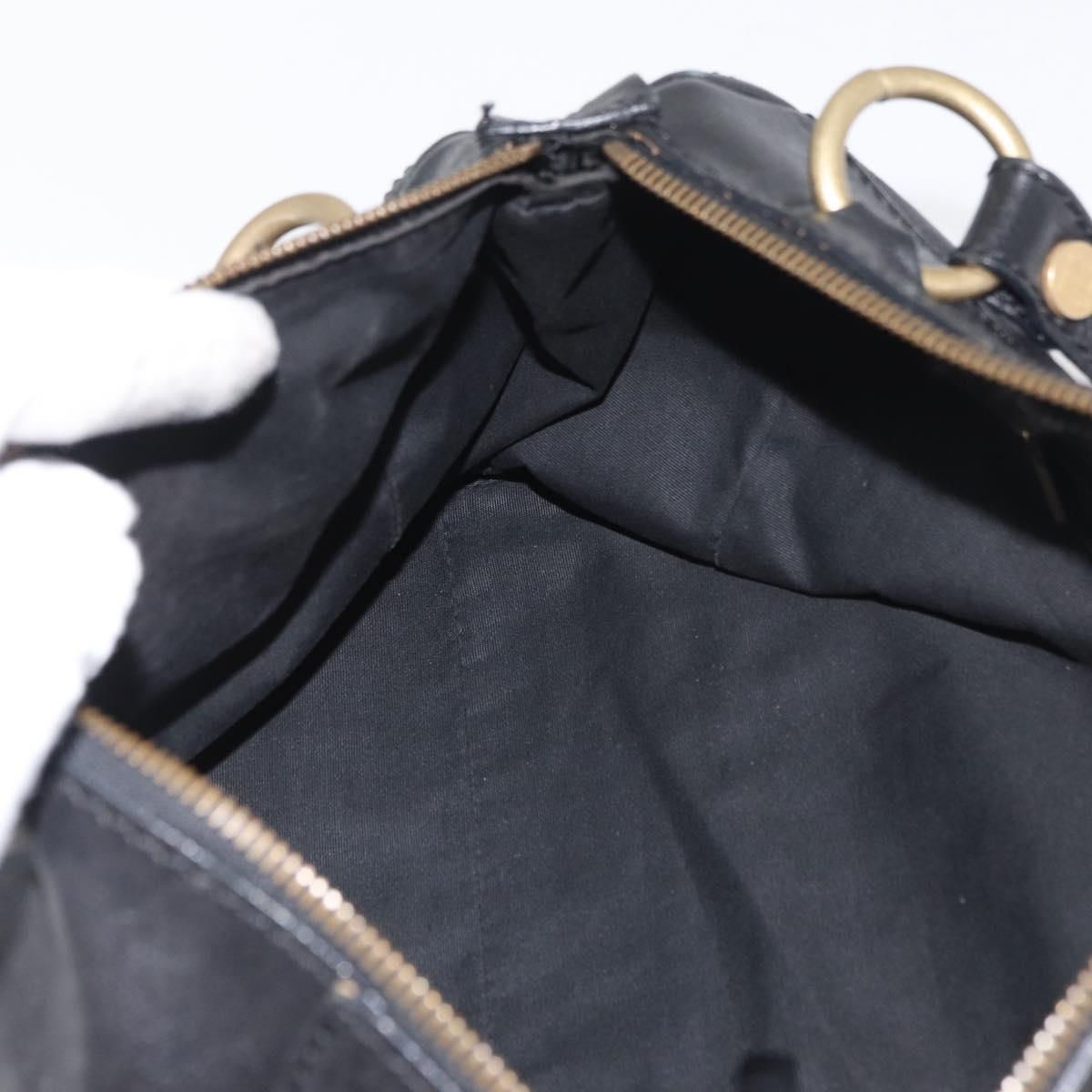 CELINE Hand Bag Leather Black Gold Auth bs35405
