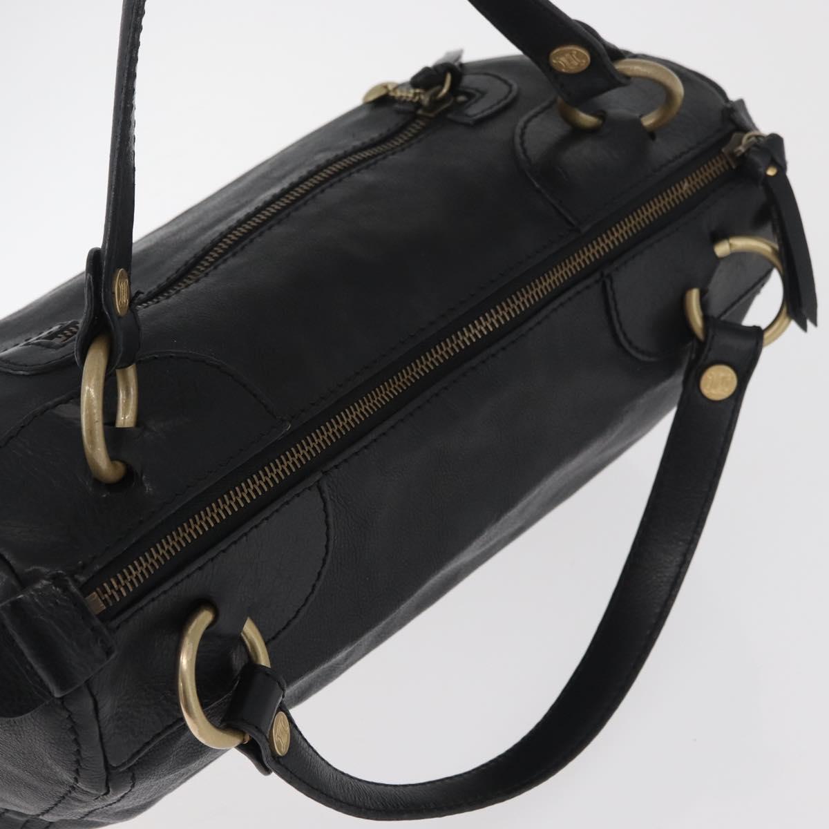 CELINE Hand Bag Leather Black Gold Auth bs35405