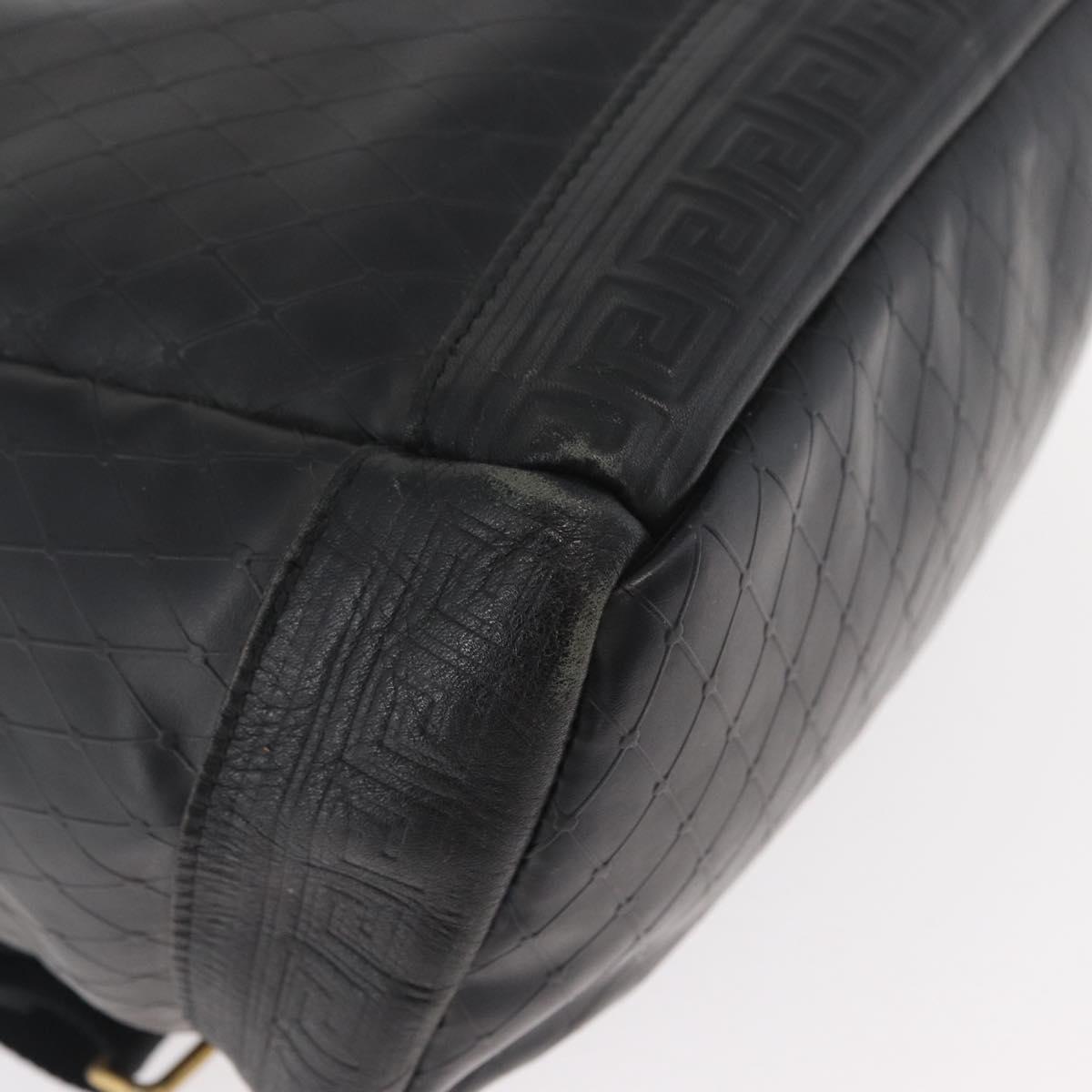 Gianni Versace Shoulder Bag Leather Black Gold Auth bs35407
