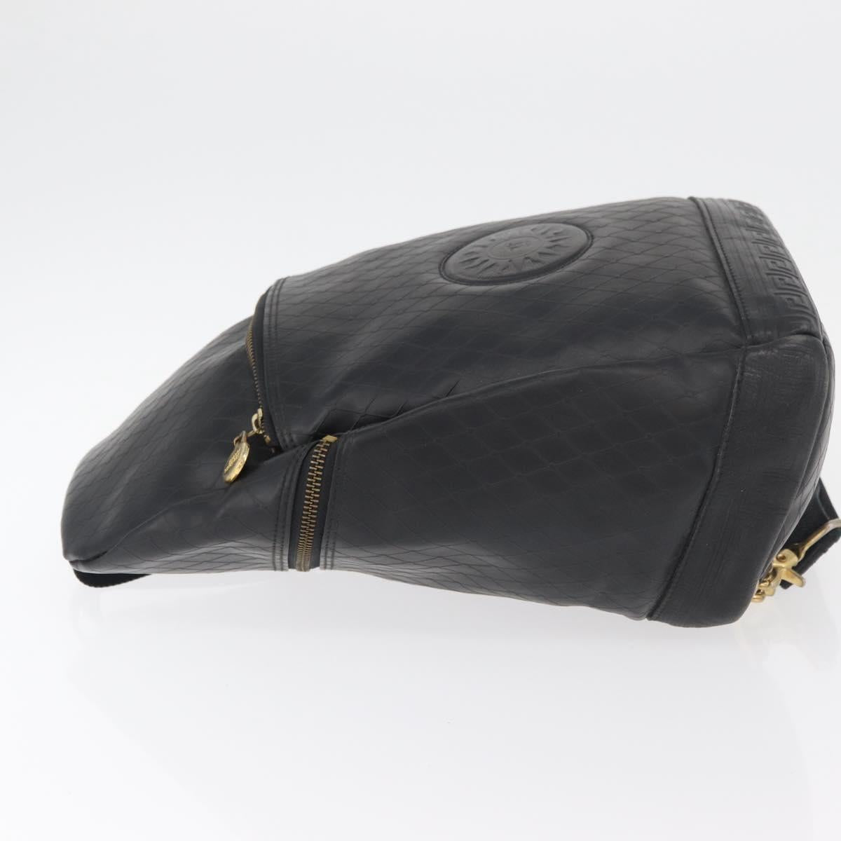 Gianni Versace Shoulder Bag Leather Black Gold Auth bs35407