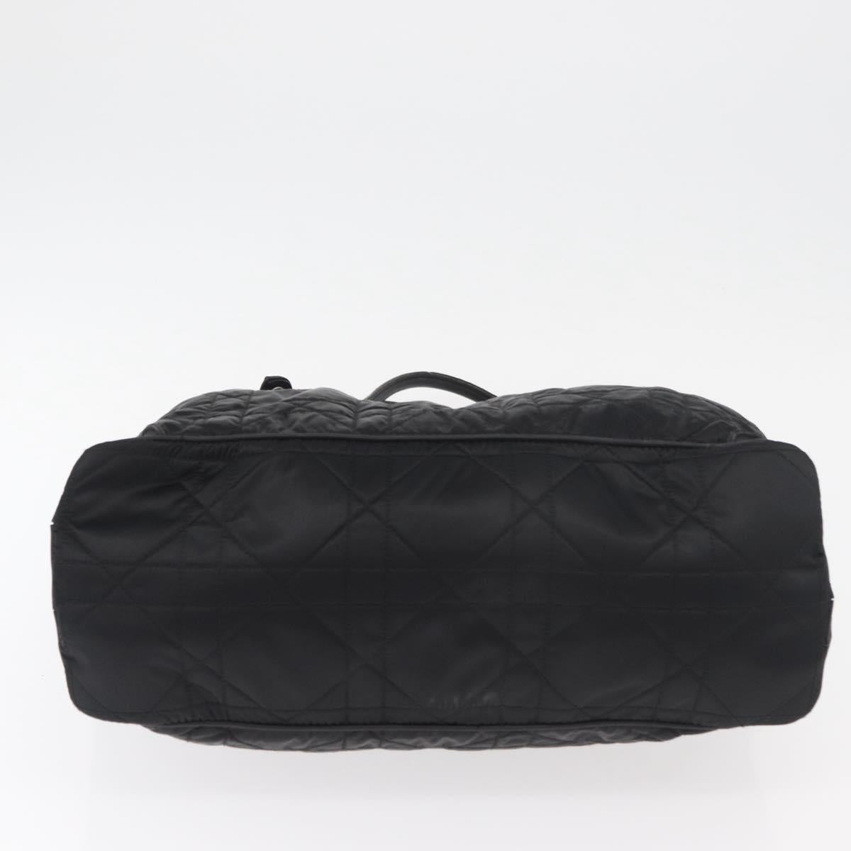 Christian Dior Lady Dior Tote Bag Nylon Black Silver Auth bs35408