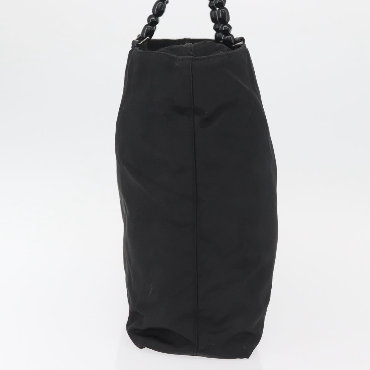 Christian Dior Maris Pearl Tote Bag Nylon Black Silver Auth bs35409