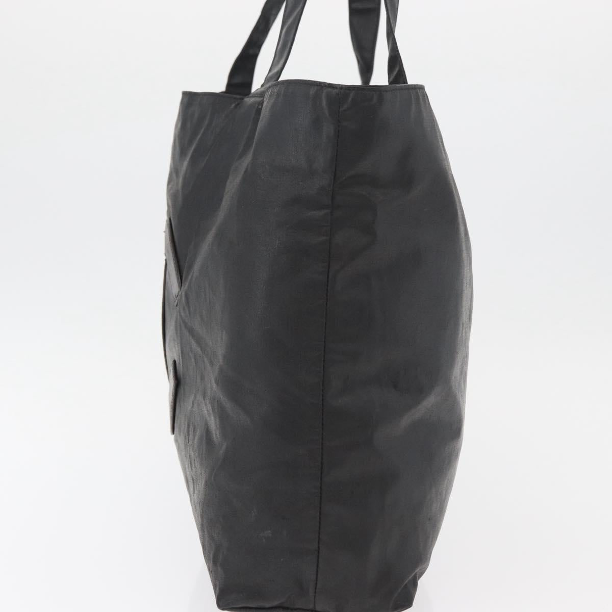 CHANEL Tote Bag Coated Canvas Black Silver CC Auth bs35410