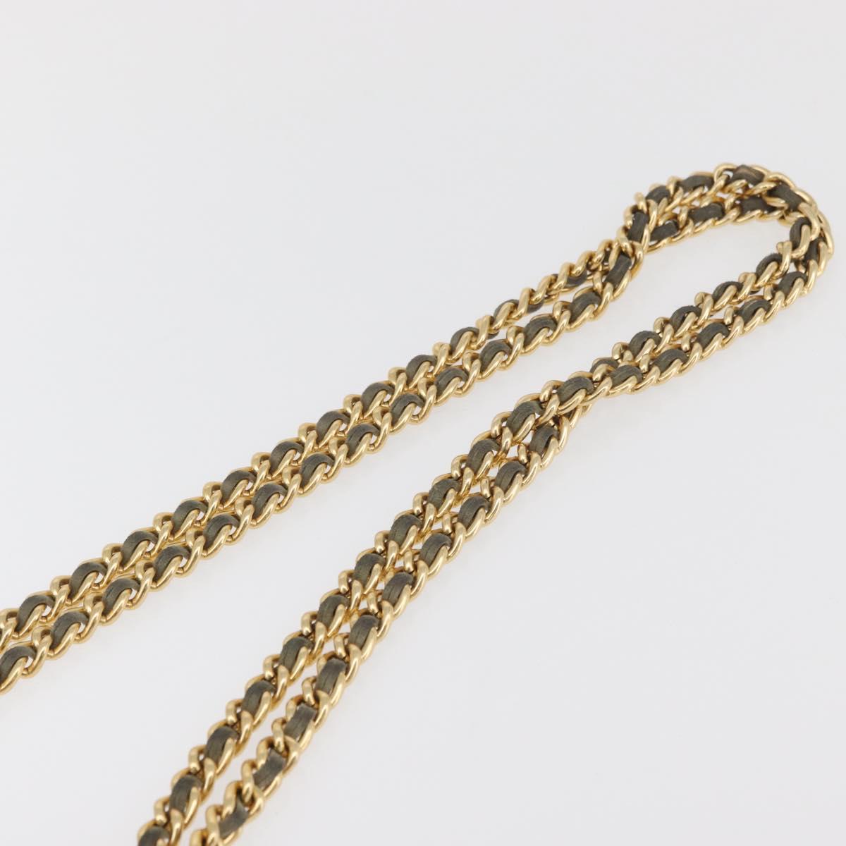 PRADA Chain Shoulder Bag Suede Gray Gold Auth bs35411