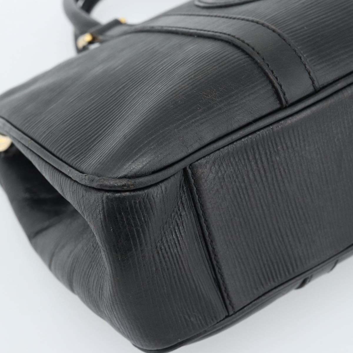 FENDI Hand Bag Leather Black Gold Auth bs35415