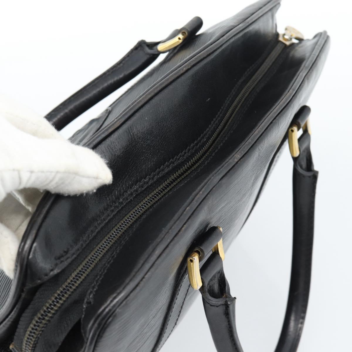 FENDI Hand Bag Leather Black Gold Auth bs35415