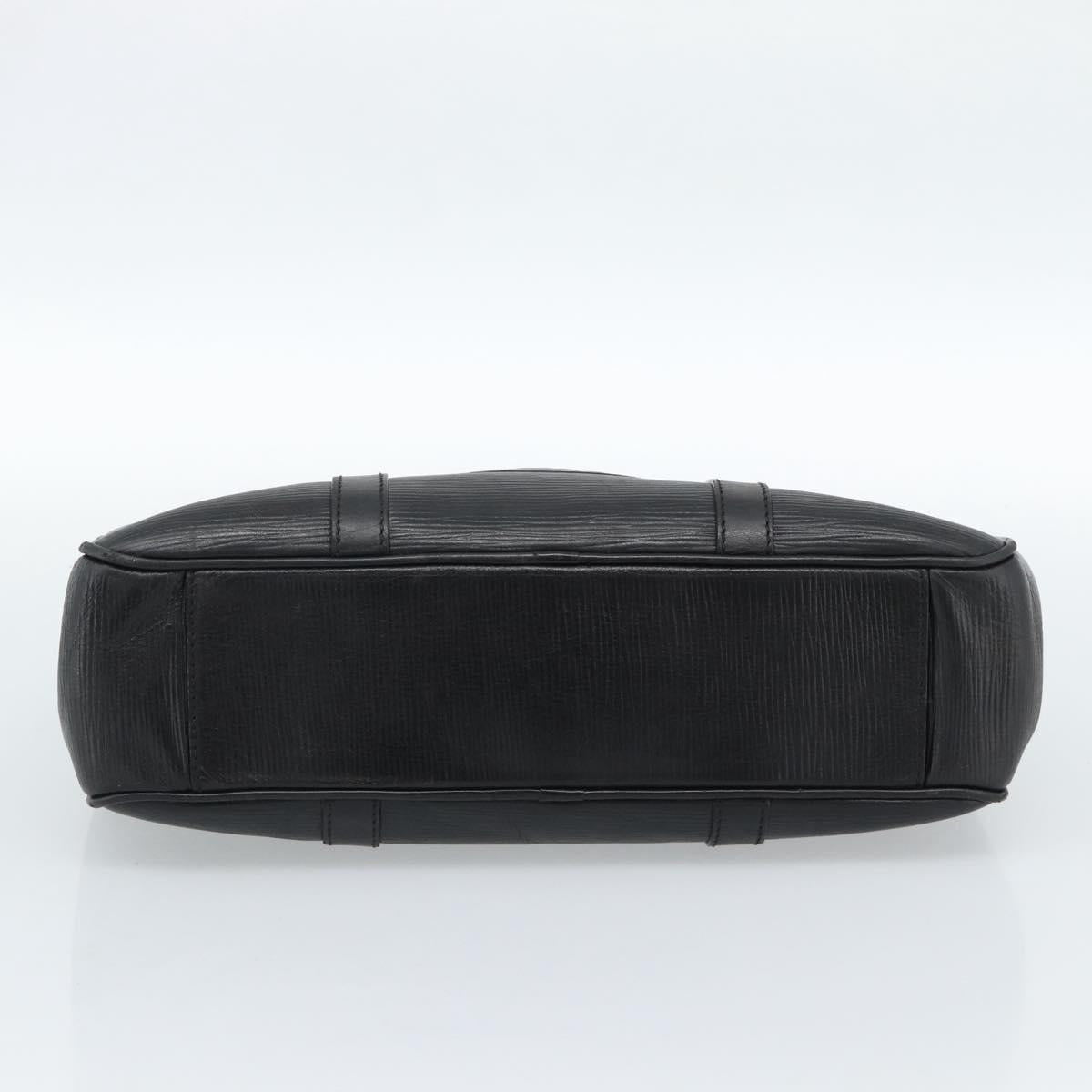 FENDI Hand Bag Leather Black Gold Auth bs35415