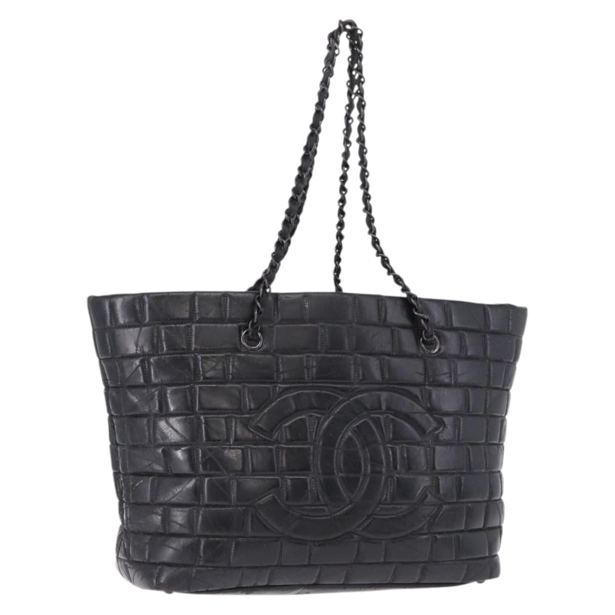 CHANEL Tote Bag Patent Leather Black CC Auth bs35420