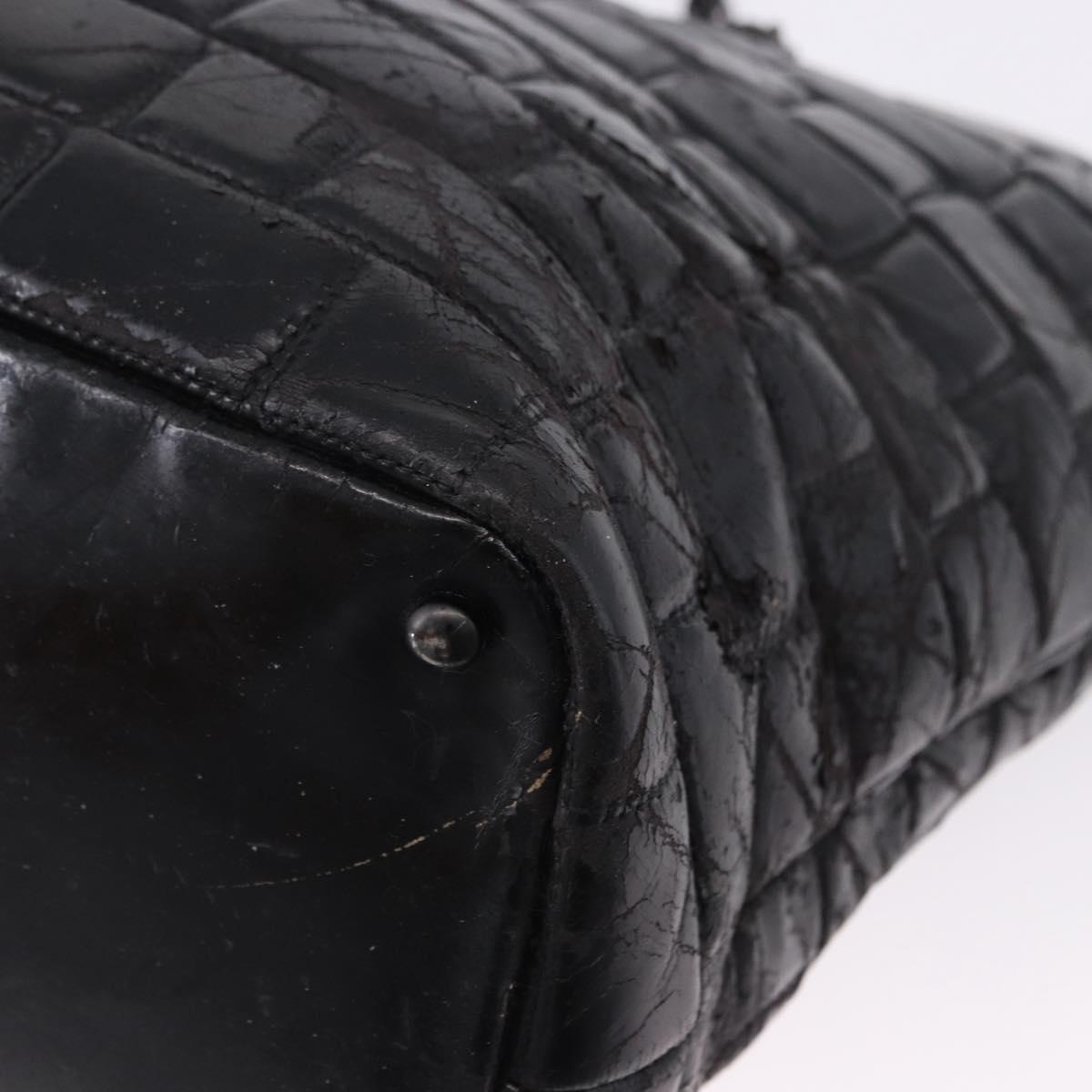 CHANEL Tote Bag Patent Leather Black CC Auth bs35420