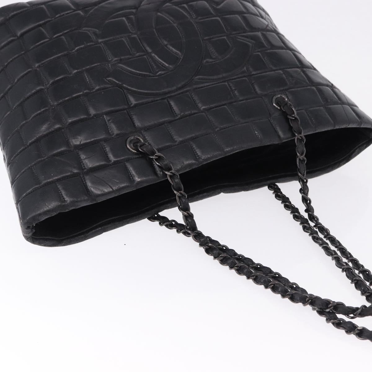 CHANEL Tote Bag Patent Leather Black CC Auth bs35420