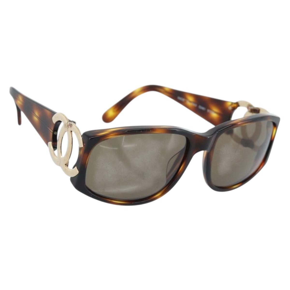 CHANEL Tortoise Pattern Sunglasses Plastic Brown Gold CC Auth bs35421