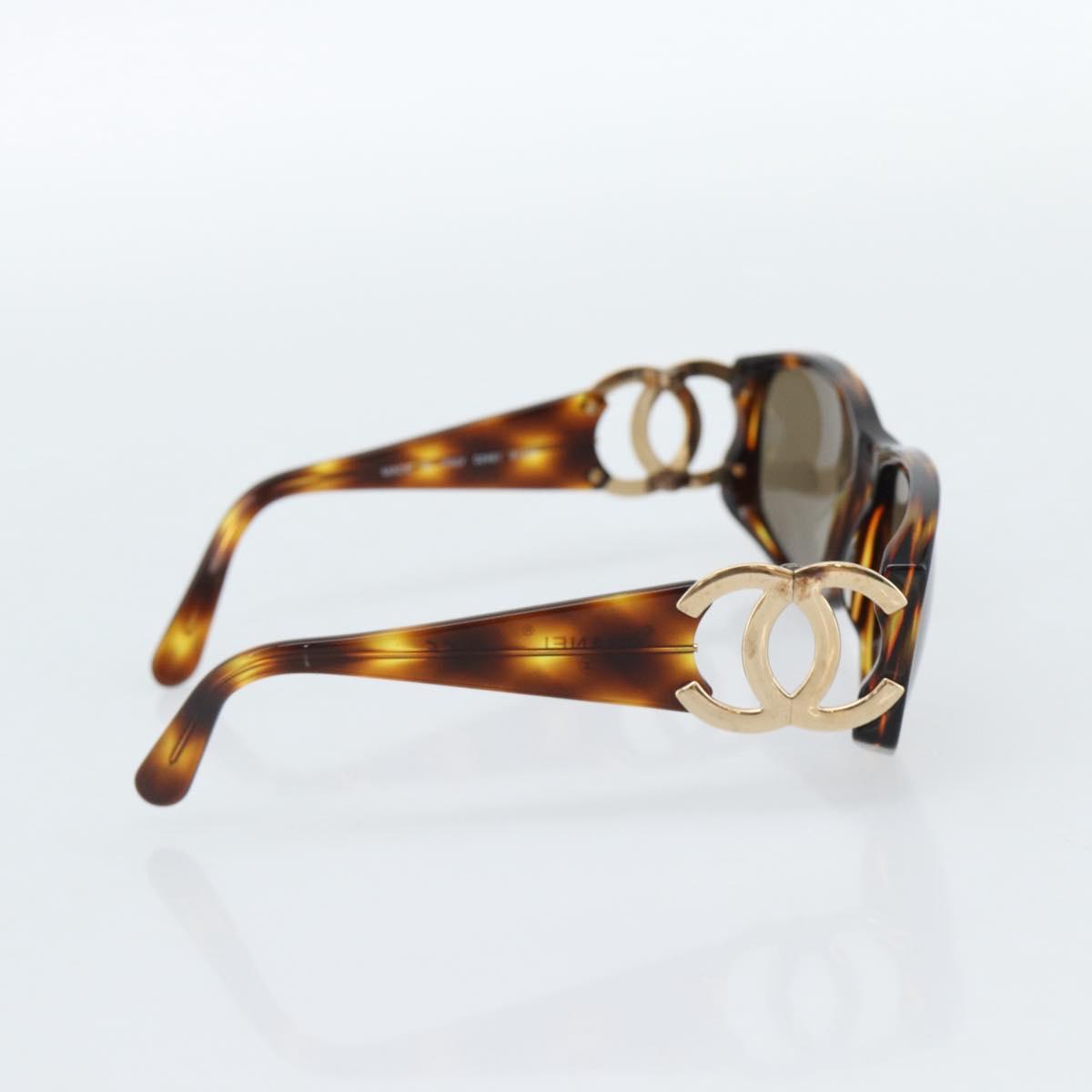 CHANEL Tortoise Pattern Sunglasses Plastic Brown Gold CC Auth bs35421
