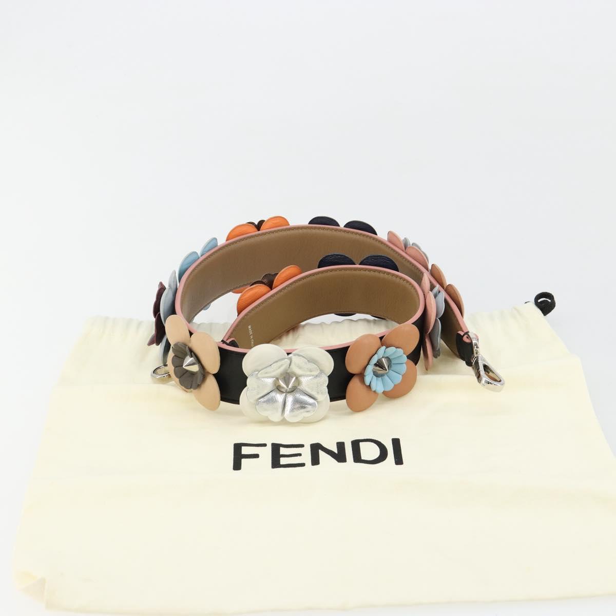 FENDI Shoulder Strap Leather 34.6"" Multicolor Silver Auth bs35426