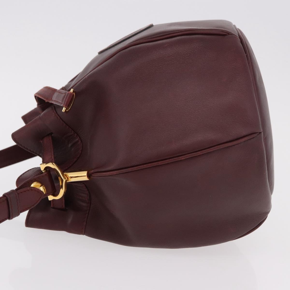 CELINE Must Line Purse Shoulder Bag Leather Bordeaux Gold Auth bs35428