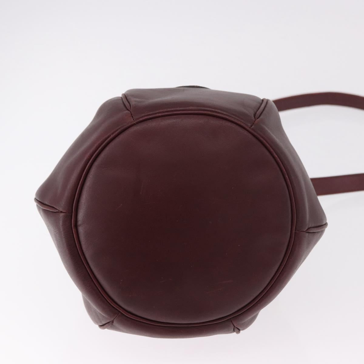 CELINE Must Line Purse Shoulder Bag Leather Bordeaux Gold Auth bs35428