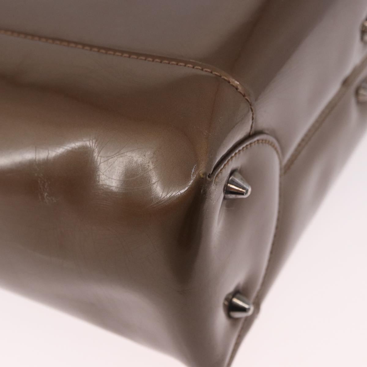 Christian Dior Maris Pearl Bag Patent Leather 2way Bronze Silver Auth bs35429