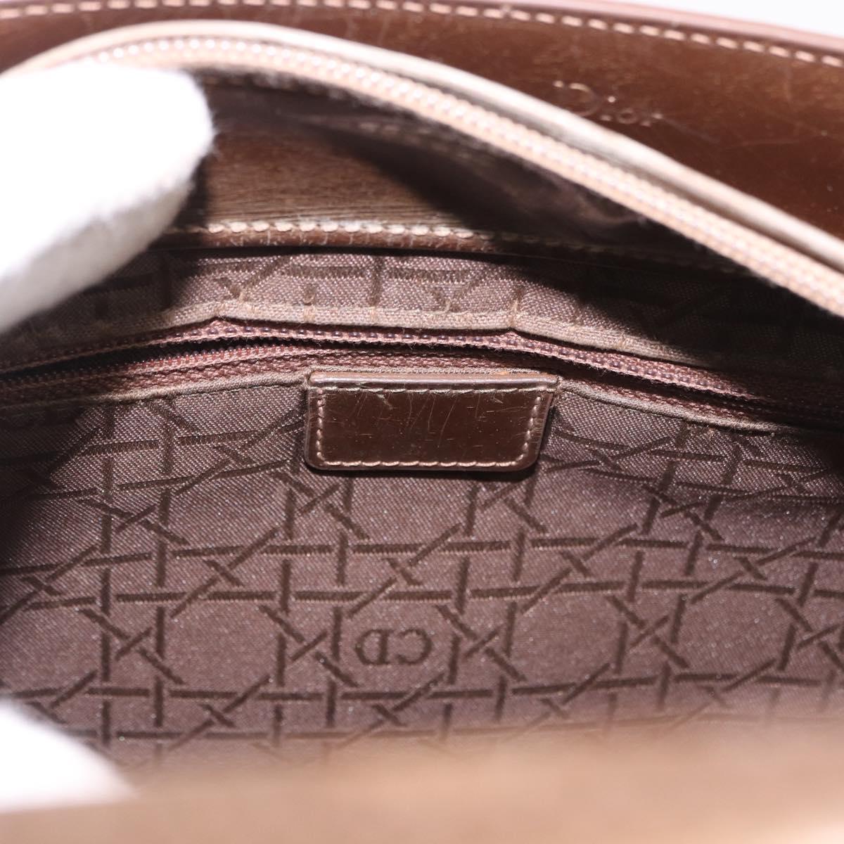 Christian Dior Maris Pearl Bag Patent Leather 2way Bronze Silver Auth bs35429