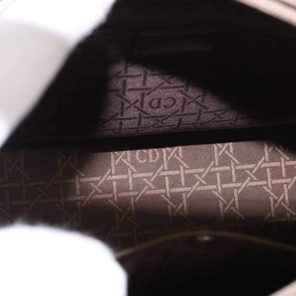 Christian Dior Maris Pearl Bag Patent Leather 2way Bronze Silver Auth bs35429
