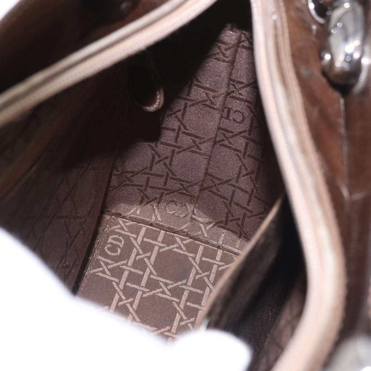 Christian Dior Maris Pearl Bag Patent Leather 2way Bronze Silver Auth bs35429
