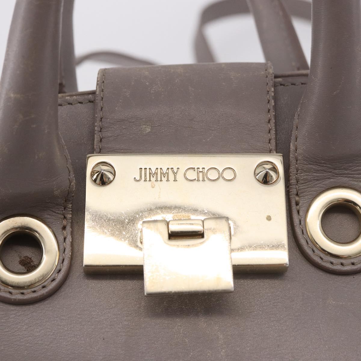 Jimmy Choo Hand Bag Leather 2way Gray Gold Auth bs35431