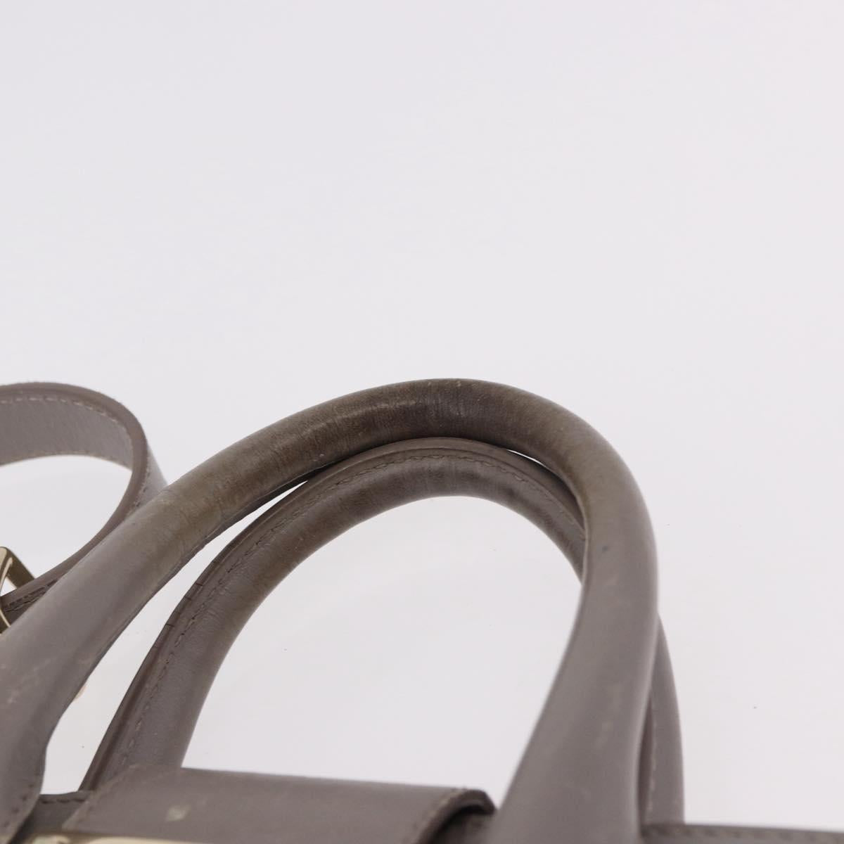 Jimmy Choo Hand Bag Leather 2way Gray Gold Auth bs35431