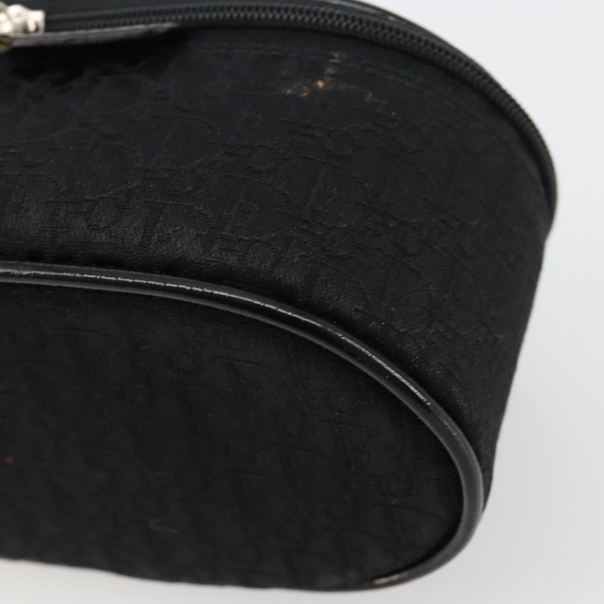 Christian Dior Trotter Canvas Vanity Pouch Black Silver Auth bs35433
