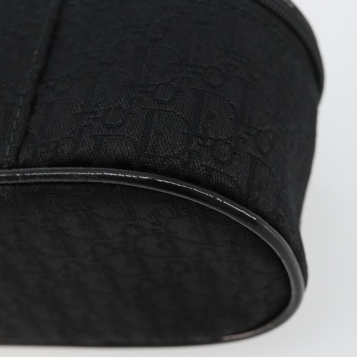 Christian Dior Trotter Canvas Vanity Pouch Black Silver Auth bs35433