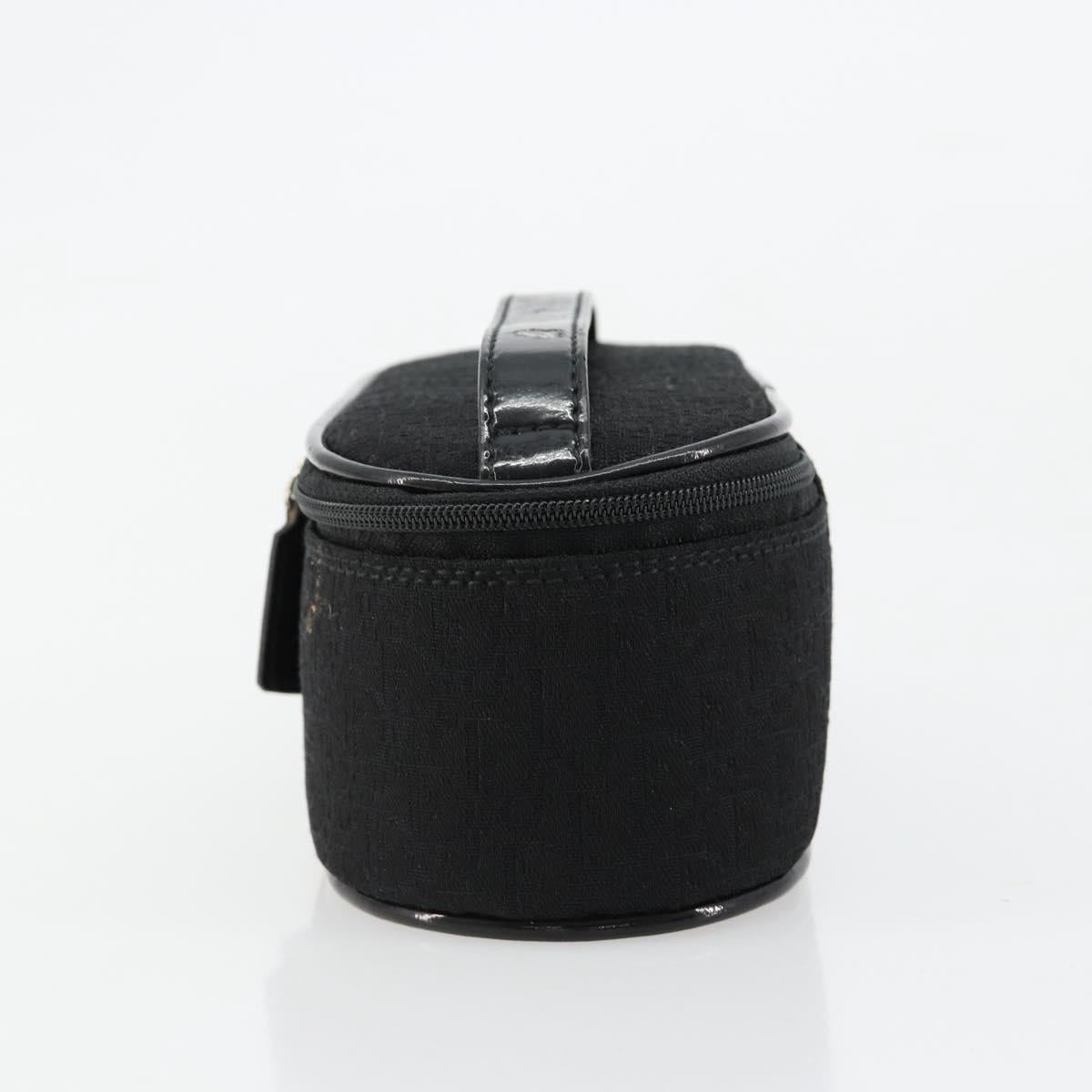 Christian Dior Trotter Canvas Vanity Pouch Black Silver Auth bs35433