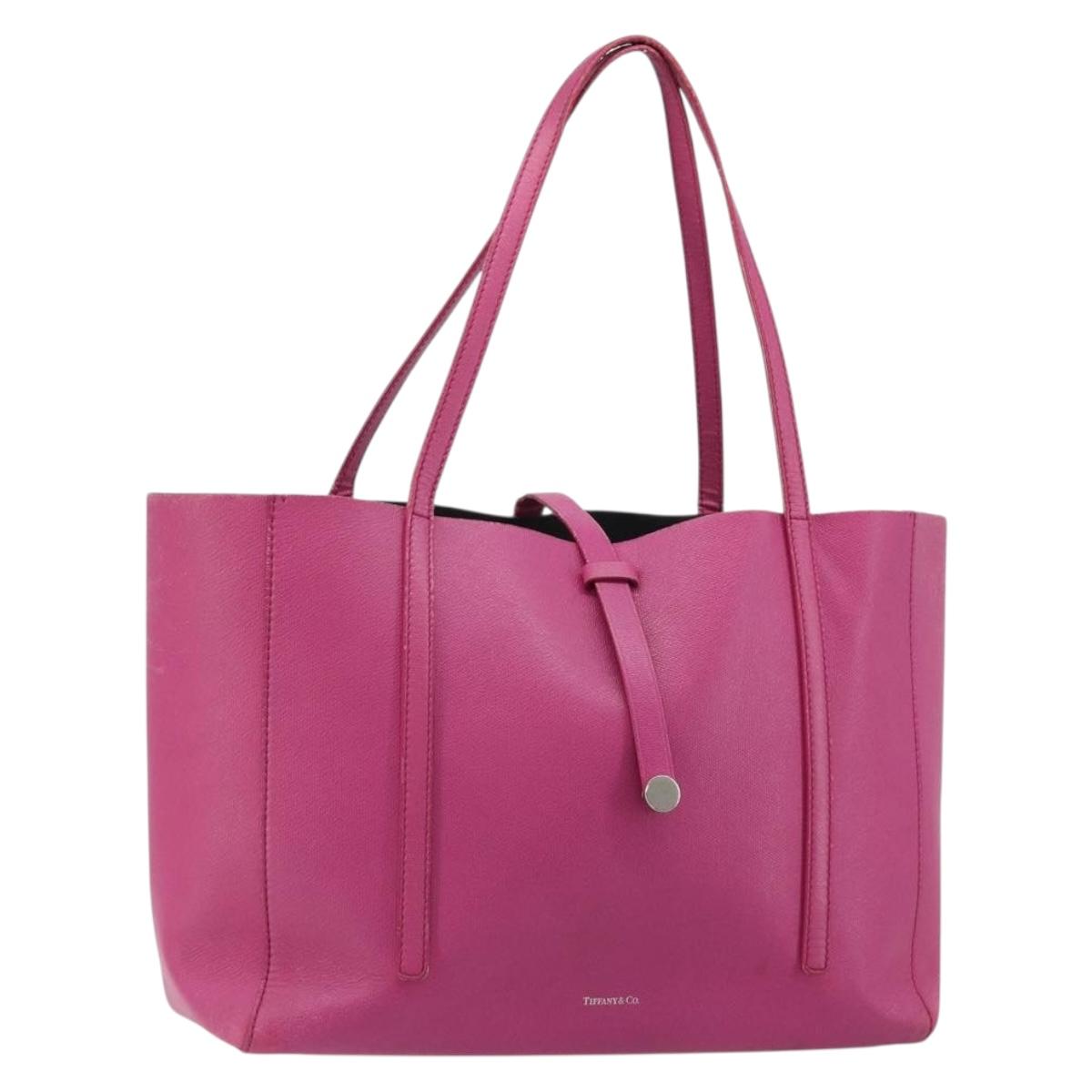 TIFFANY&Co. Tote Bag Leather Pink Silver Auth bs35436