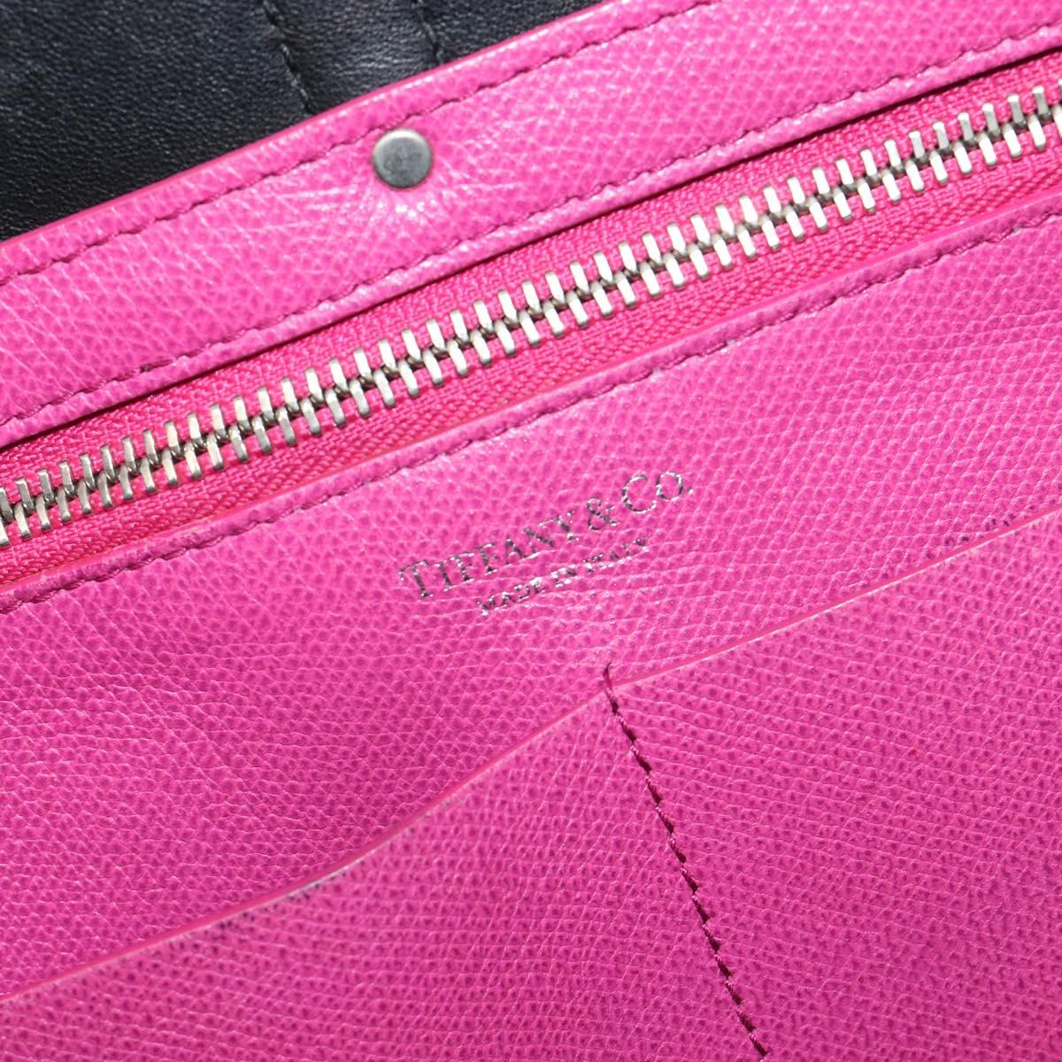 TIFFANY&Co. Tote Bag Leather Pink Silver Auth bs35436