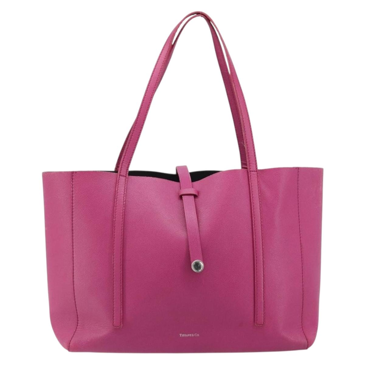 TIFFANY&Co. Tote Bag Leather Pink Silver Auth bs35436