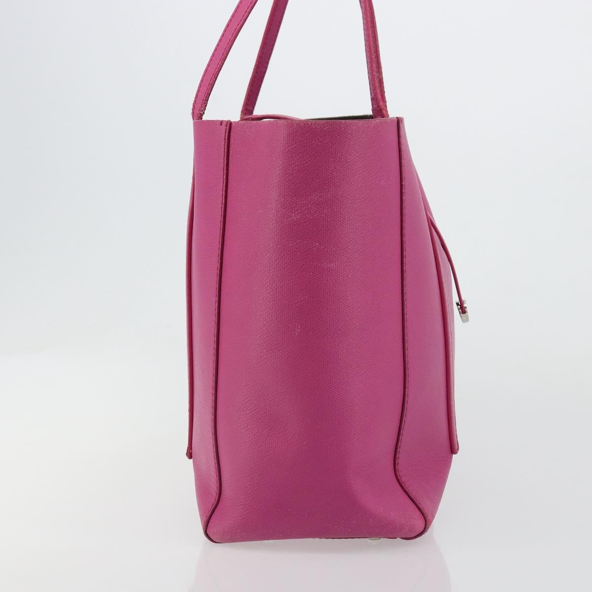 TIFFANY&Co. Tote Bag Leather Pink Silver Auth bs35436