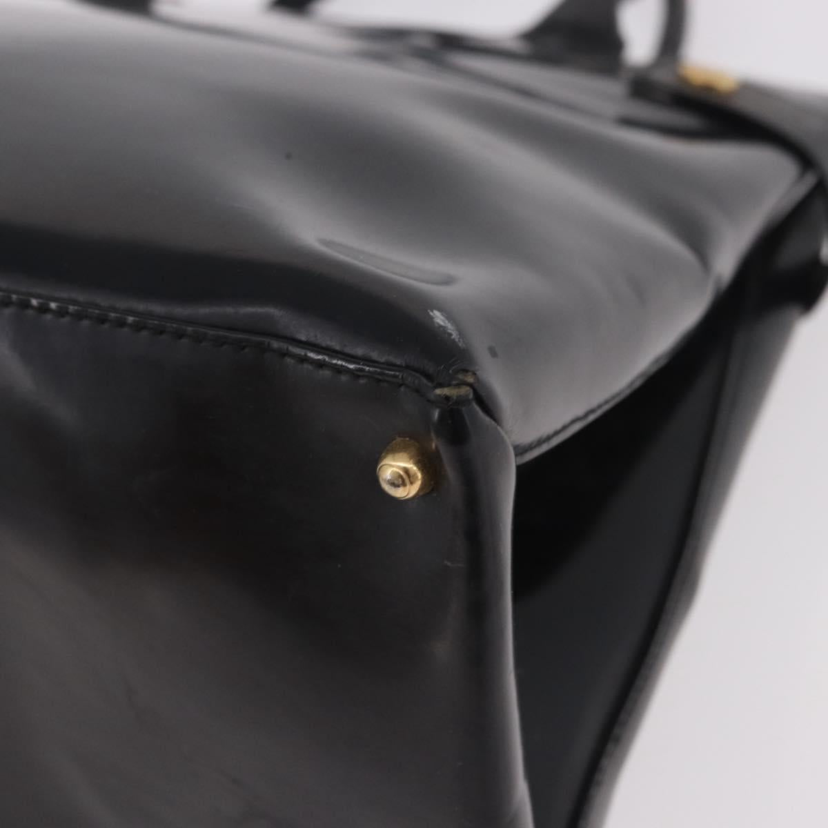 GUCCI Tote Bag Patent Leather Black Gold 000 1118 0503 Auth bs35437