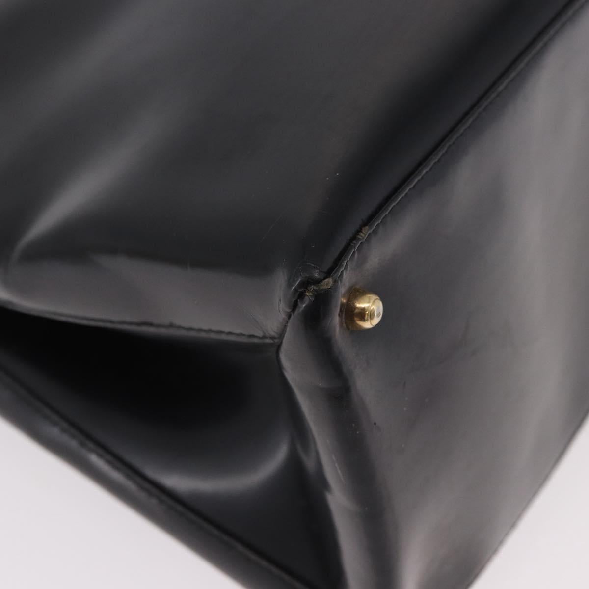 GUCCI Tote Bag Patent Leather Black Gold 000 1118 0503 Auth bs35437
