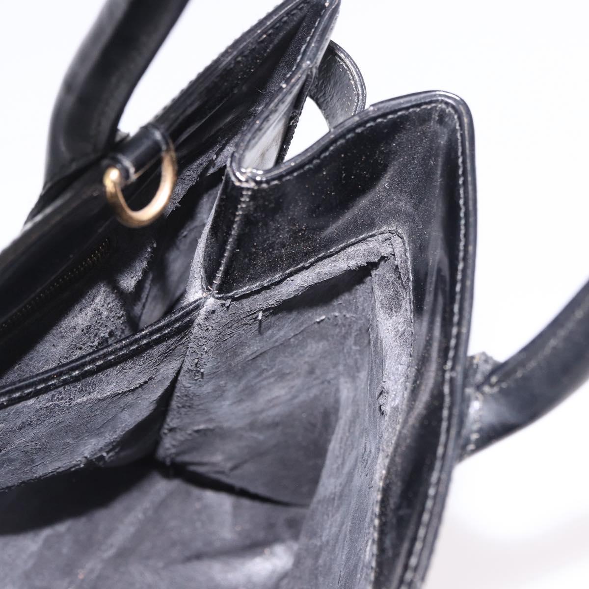GUCCI Tote Bag Patent Leather Black Gold 000 1118 0503 Auth bs35437