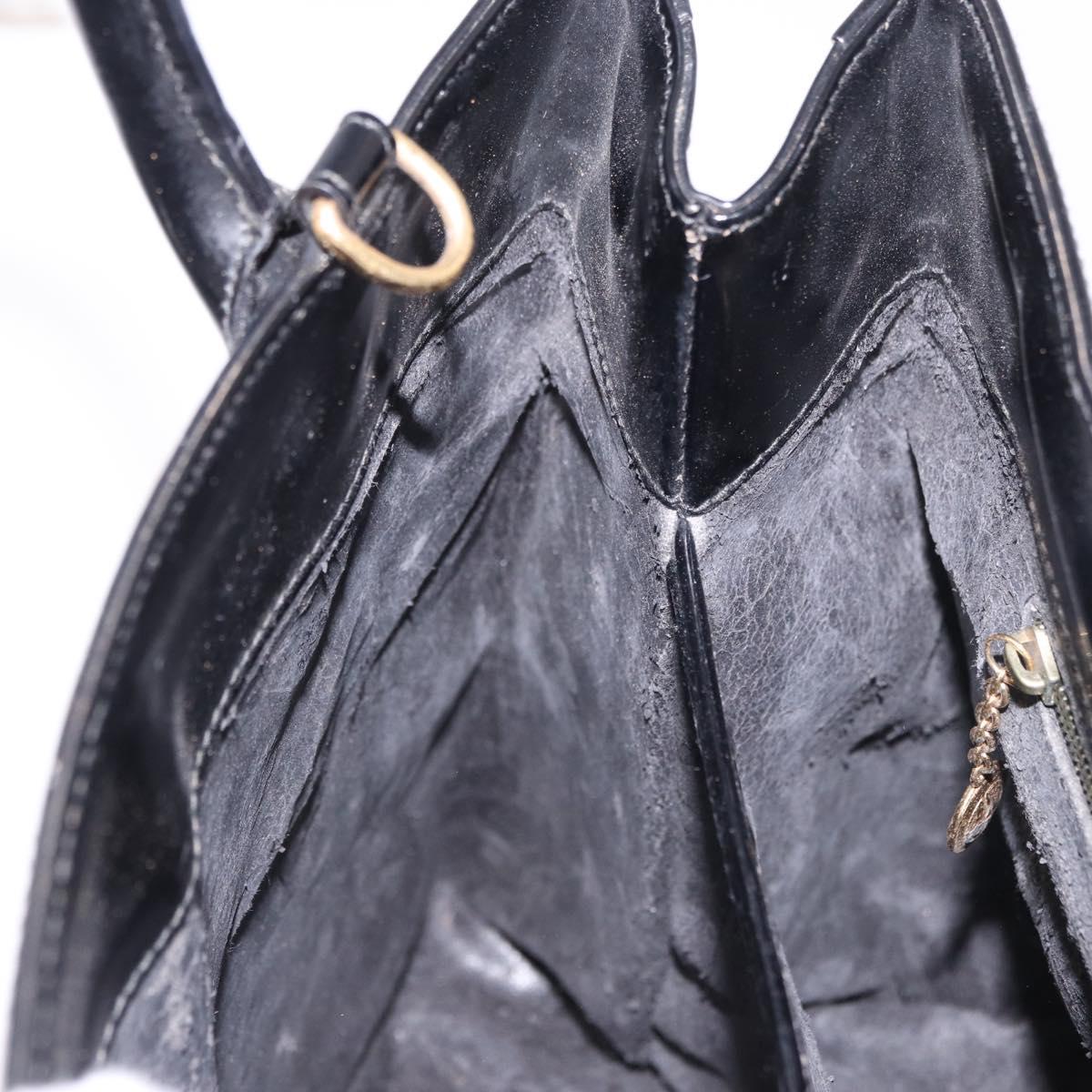 GUCCI Tote Bag Patent Leather Black Gold 000 1118 0503 Auth bs35437