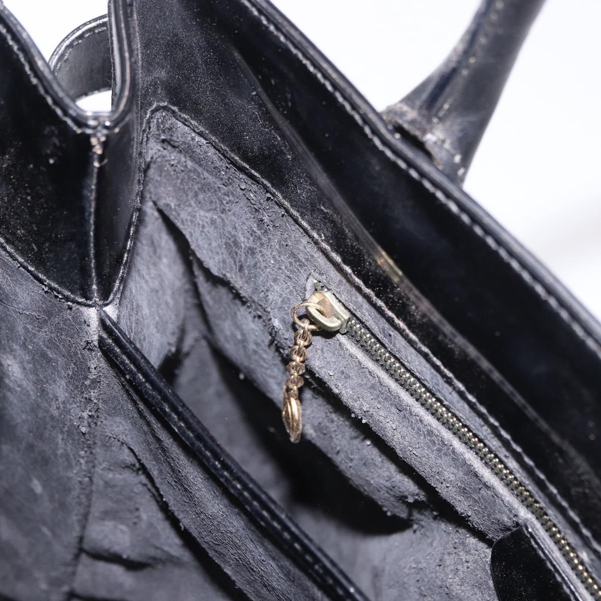 GUCCI Tote Bag Patent Leather Black Gold 000 1118 0503 Auth bs35437