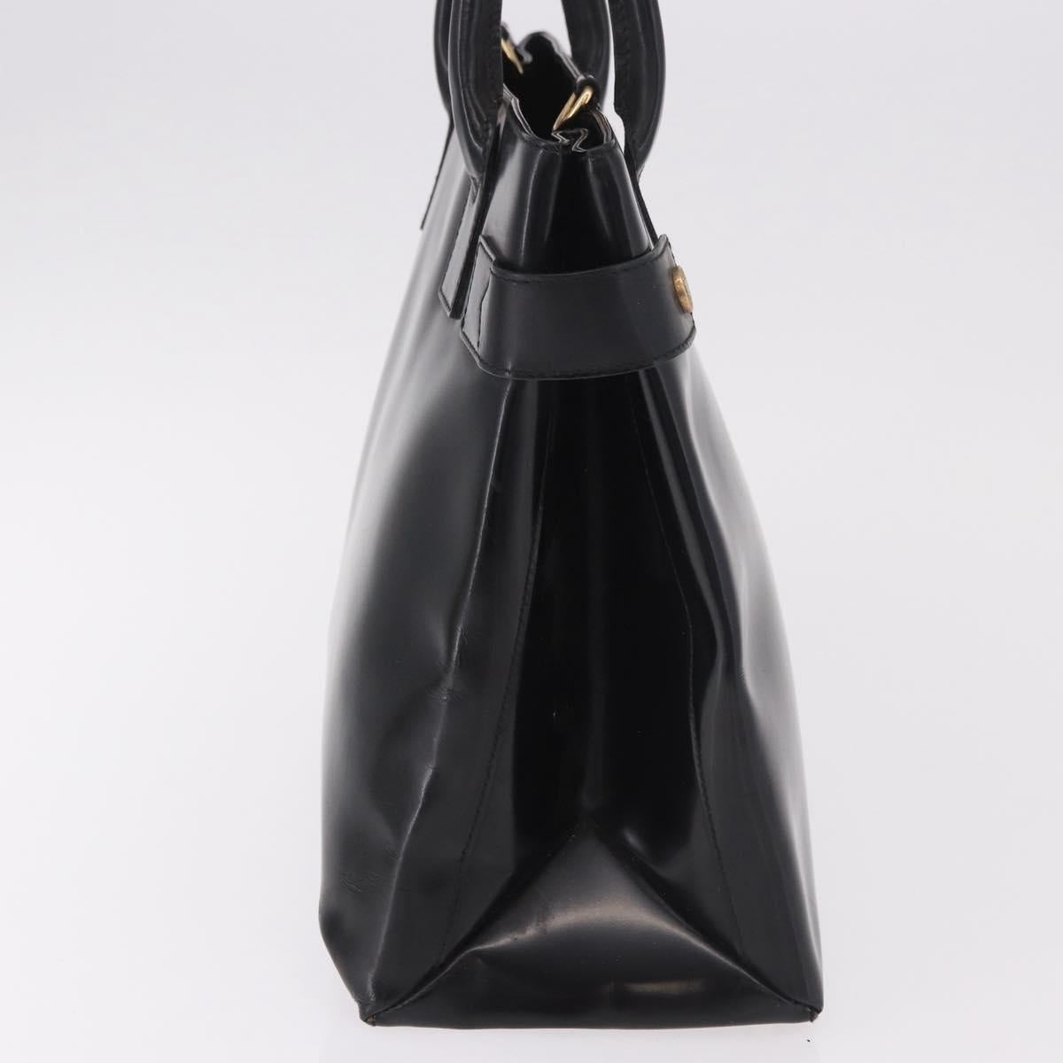 GUCCI Tote Bag Patent Leather Black Gold 000 1118 0503 Auth bs35437