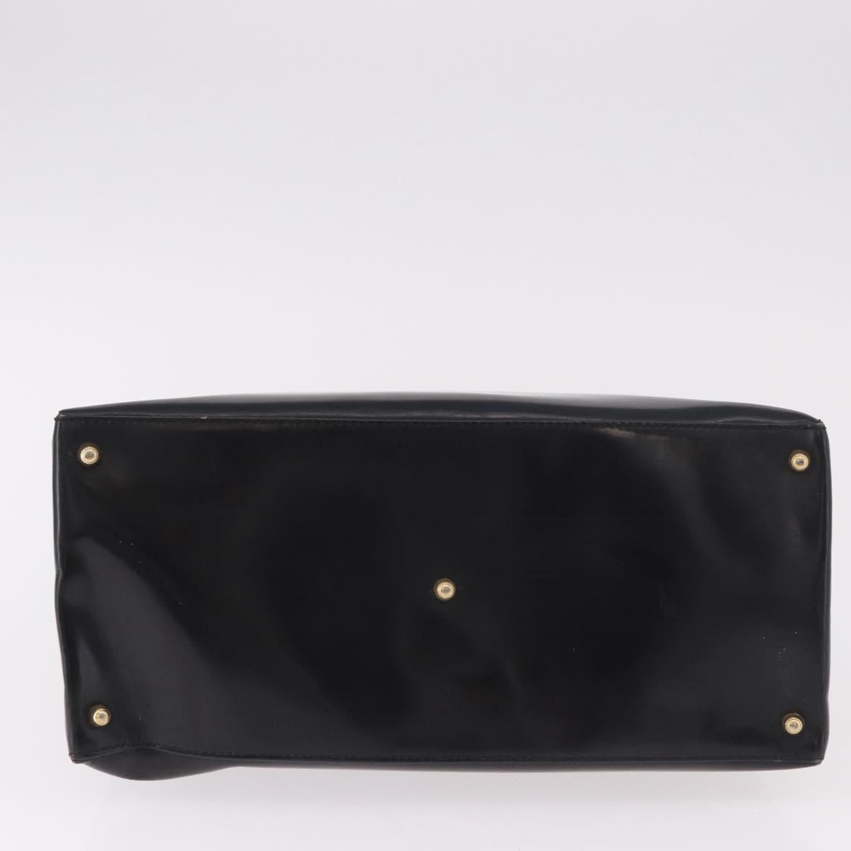 GUCCI Tote Bag Patent Leather Black Gold 000 1118 0503 Auth bs35437