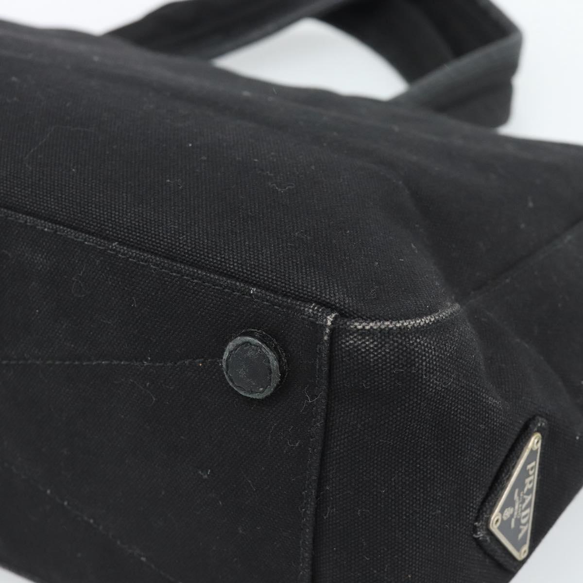 PRADA Hand Bag Canvas Black Silver Auth bs35438