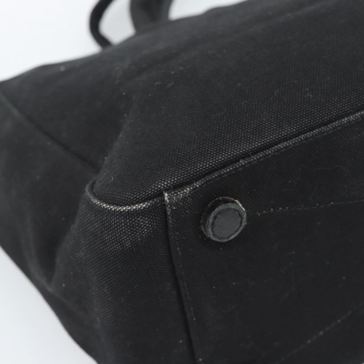 PRADA Hand Bag Canvas Black Silver Auth bs35438