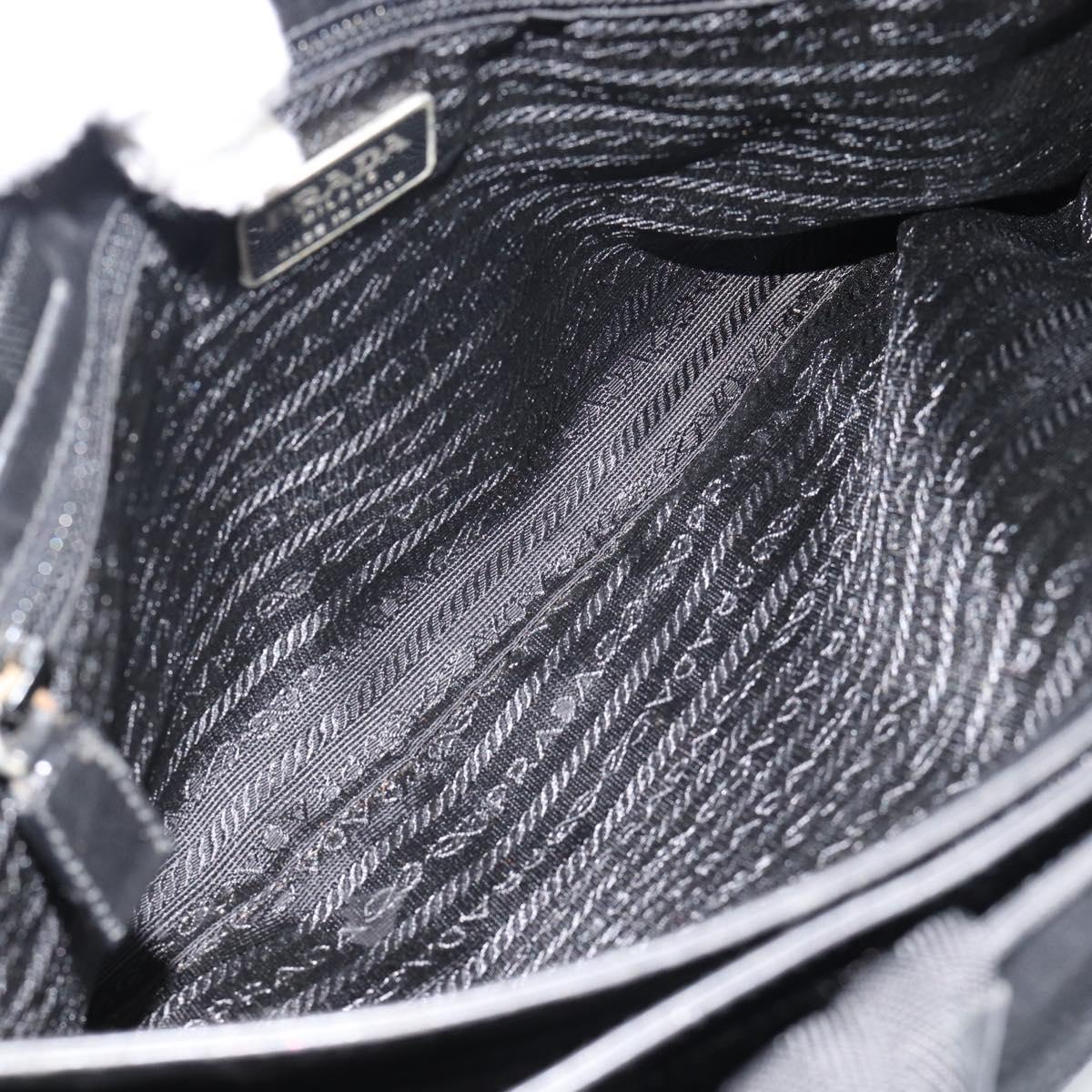 PRADA Hand Bag Canvas Black Silver Auth bs35438