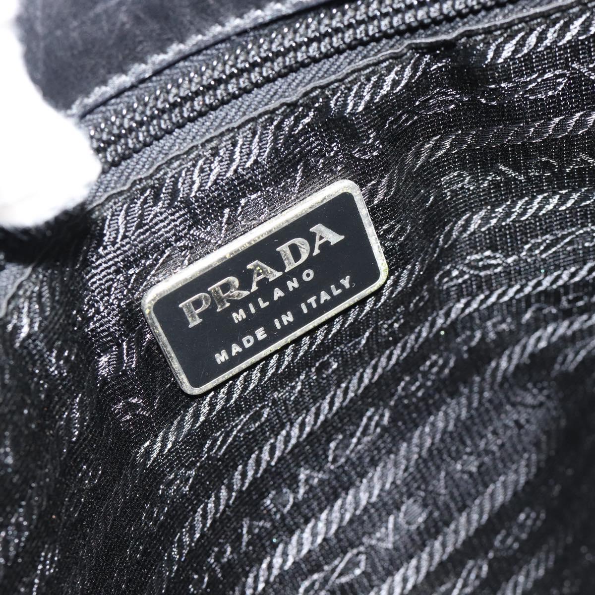 PRADA Hand Bag Canvas Black Silver Auth bs35438